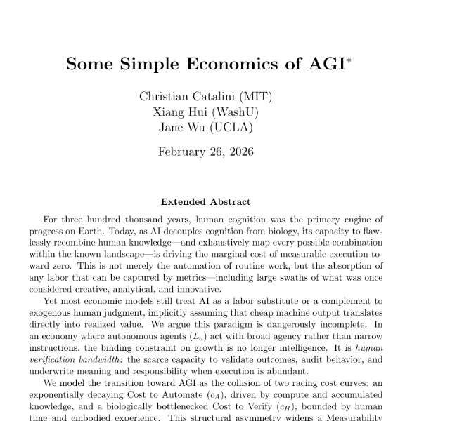 First page of Some Simple Economics of AGI