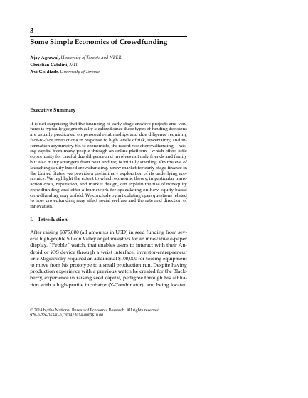 First page of Some Simple Economics of Crowdfunding